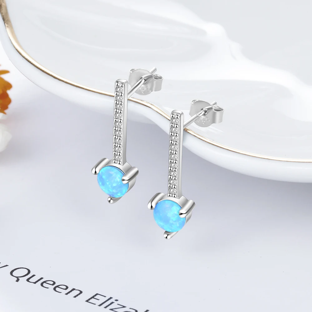 Серьги из стерлингового серебра 925 пробы с опалом романтические серьги голубым