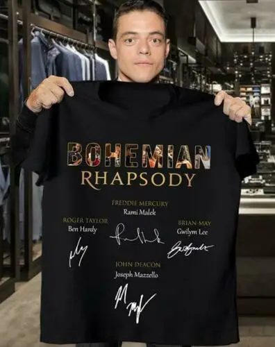 Богемные Rhapsody Фредди Меркьюри подписи Мужская футболка черный хлопок S 5XL 100% для