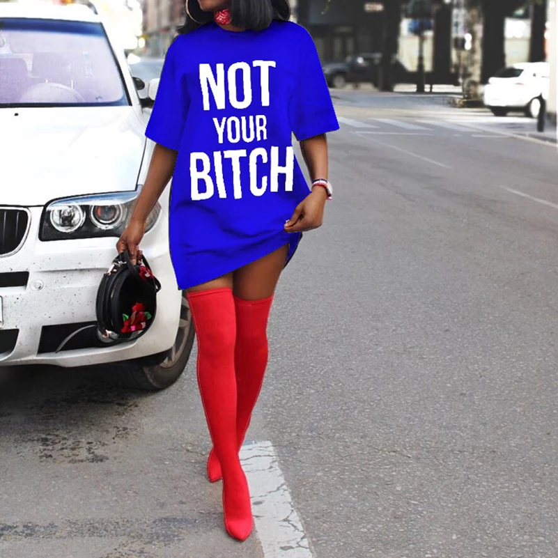 Women's Letter Dress 4 Colors Casual Solid Shirt O-neck High Street Summer Half Sleeve Slim Plus Size Dresses Mini Loose | Женская