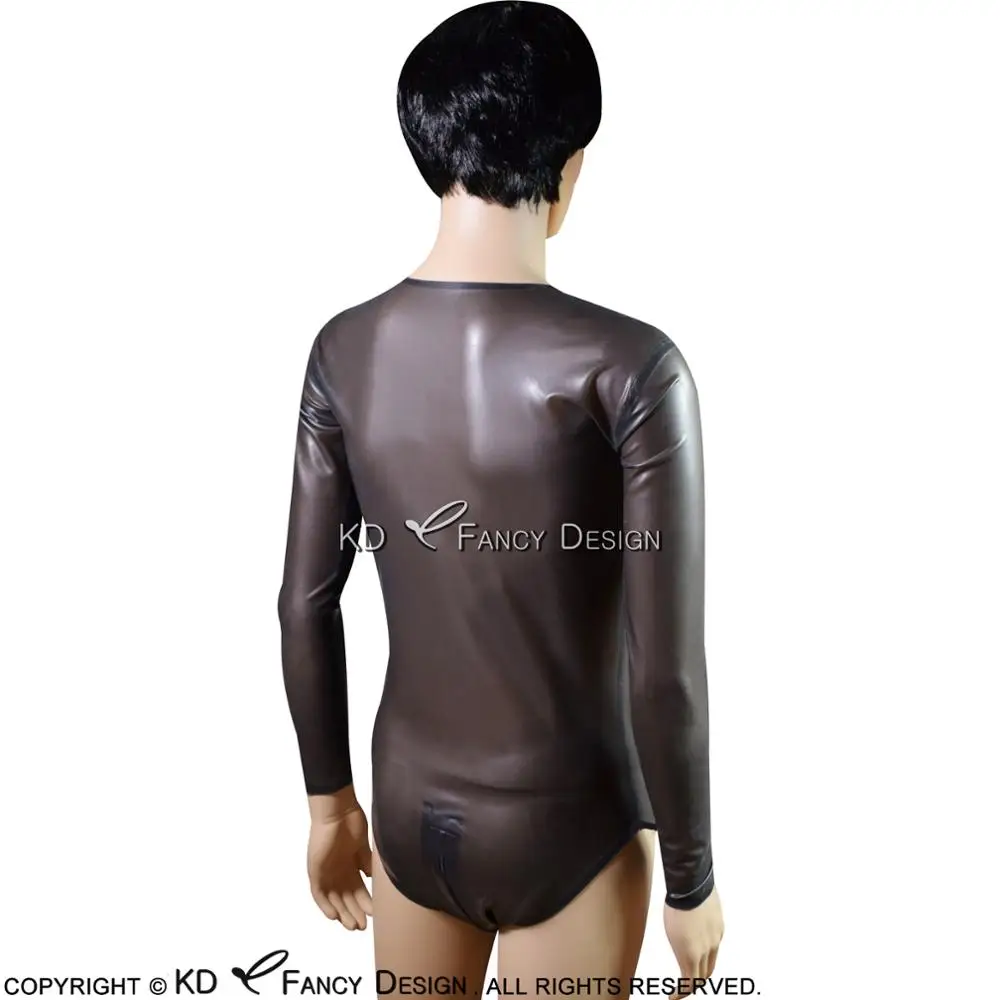 Прозрачный черный сексуальный купальник латекса с высоким вырезом на ноге