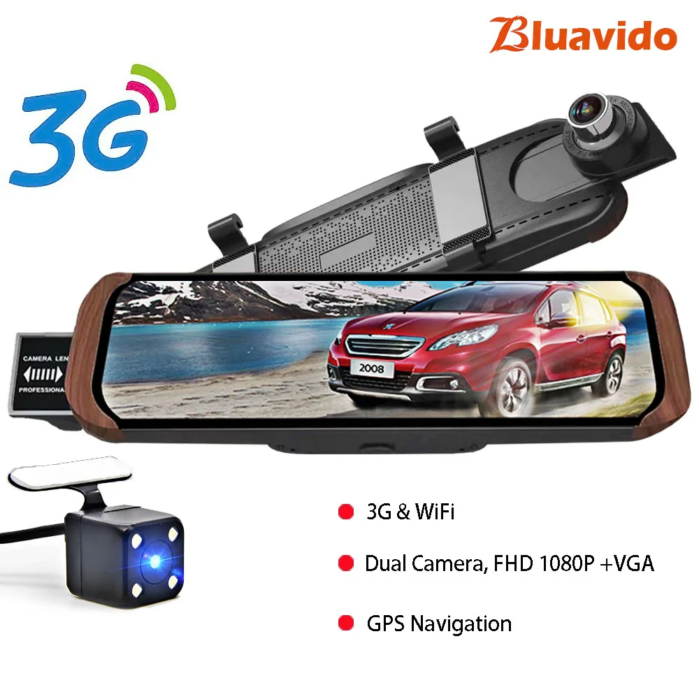 3G Bluavido 10 дюймов 4G ADAS Android Автомобильное зеркало заднего вида DVR камера gps навигация FHD 1080P видеорегистратор WiFi монитор - Название цвета: 3G