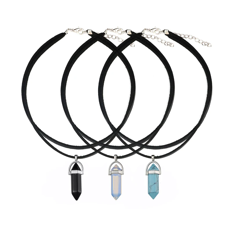 Опаловое шестигранное женское ожерелье чокер с камнем|necklace with|opal choker necklacenecklace with