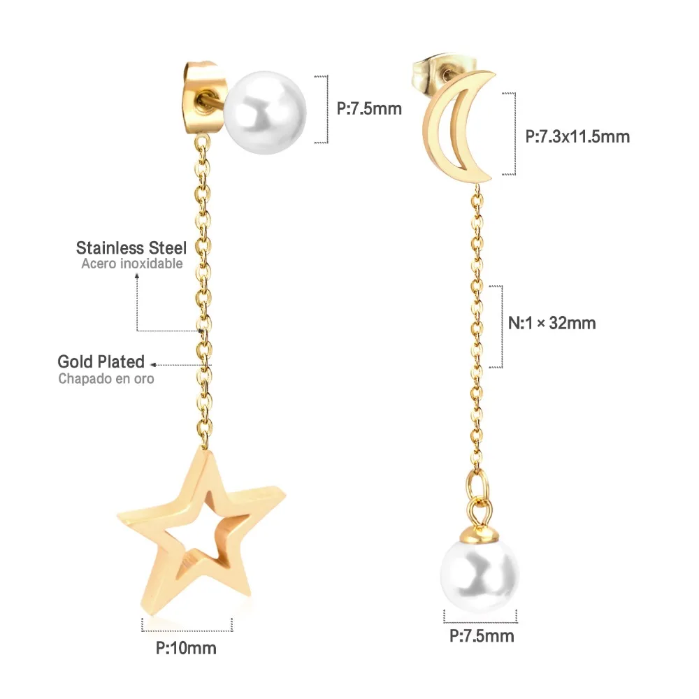 Роскошная сталь Новое поступление звезда и имитация жемчуга Подвески модные