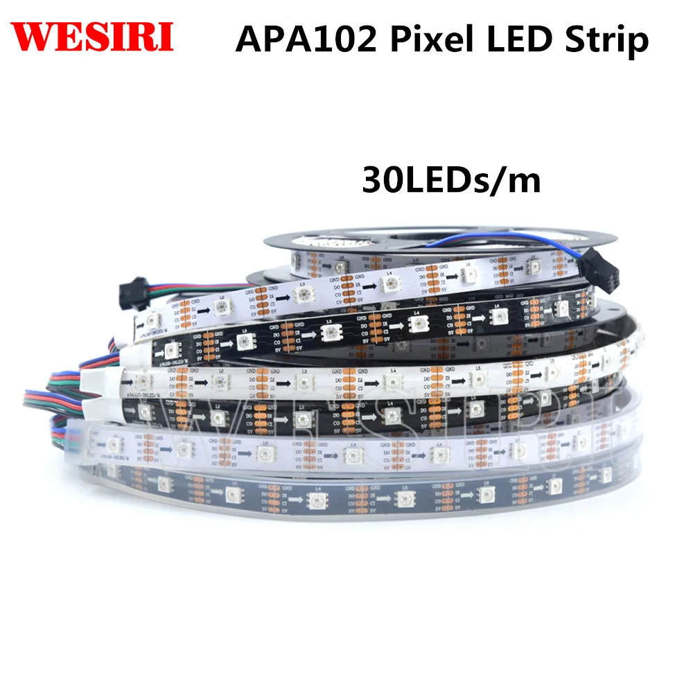 Умная светодиодная Пиксельная лента APA102 SK9822 1 м/5 м 30/60/72/96/144 светодиодов s/Pixels/m