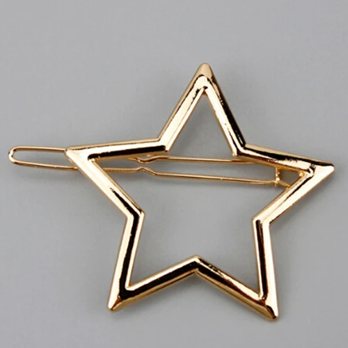 Star Gold 1 шт., Женская металлическая заколка для волос в форме звезды и сердца, заколка для волос, заколки для волос, аксессуары для волос для девушек, аксессуары для прически - Цвет: Star Gold