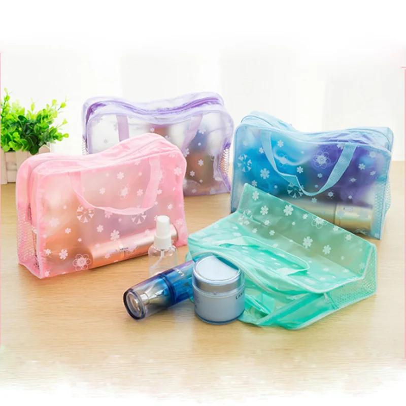 

Women Travel Transparent Cosmetic Bag Zipper Trunk Makeup Case Make Up Bags Handbag Organizer Storage Pouch Toiletry Wash Bag