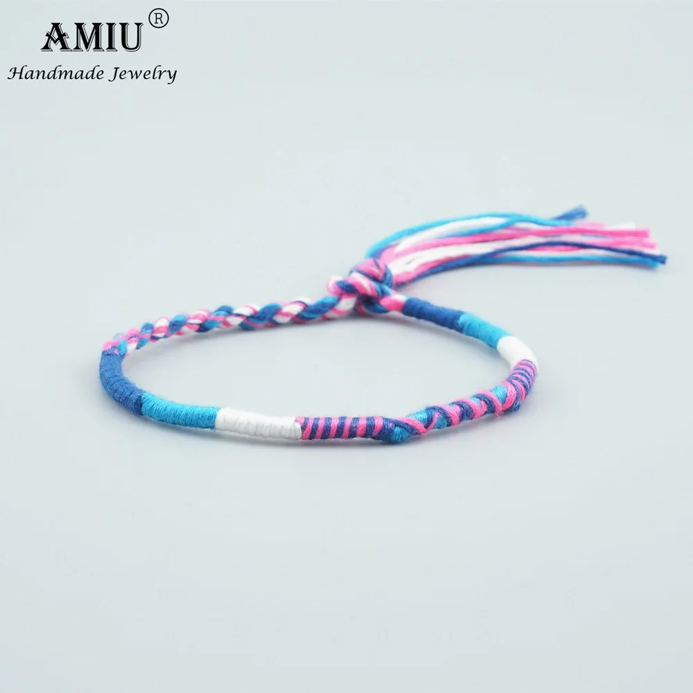 1 Ювелирные изделия AMIU, хлопковые браслеты дружбы, ножной браслет, браслеты в богемном стиле, плетеный браслет ручной работы для женщин и мужчин - Окраска металла: 1