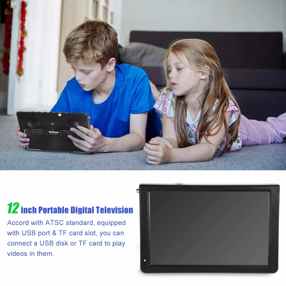 LEADSTAR 12 дюймов цифровой домашний телевизор ATSC Портативный ТВ 1080P HD HDMI видео плеер для автомобиля штепсельная вилка стандарта США