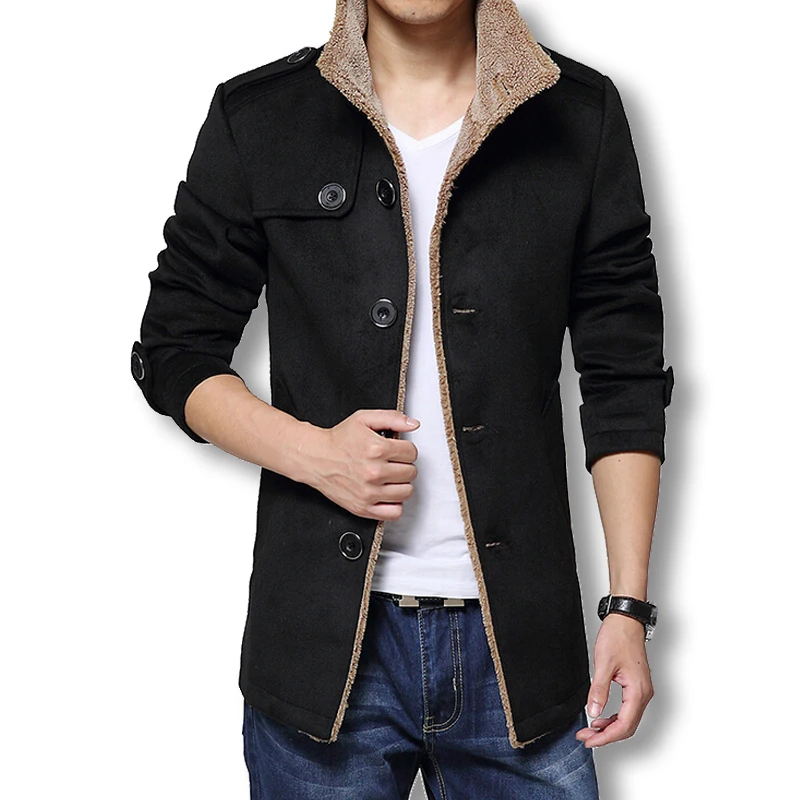 Зимняя одежда с длинными Шерстяное пальто Для мужчин s куртки и Slim Fit ветровка