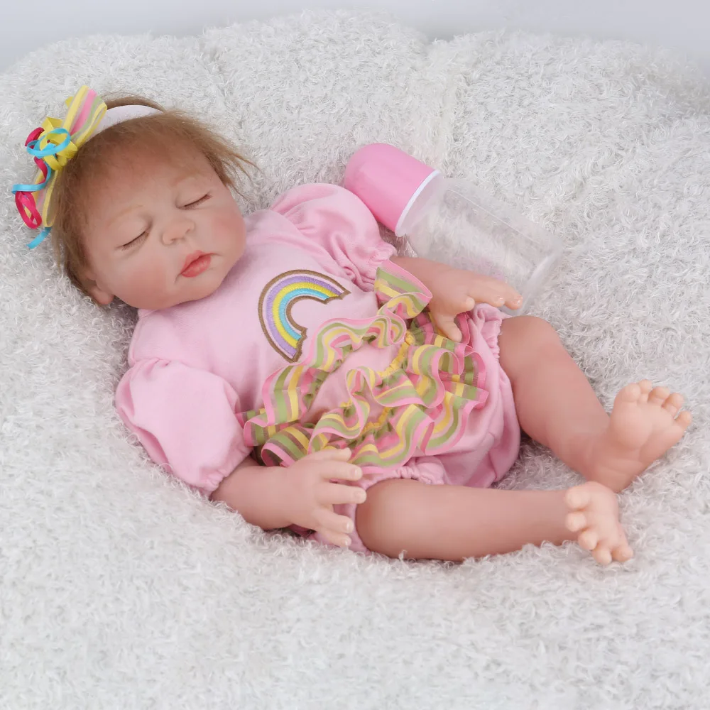 Кукла bebe Reborn Boneca силиконовая виниловая кукла 43 см Baby Doll с красивой радужной юбкой