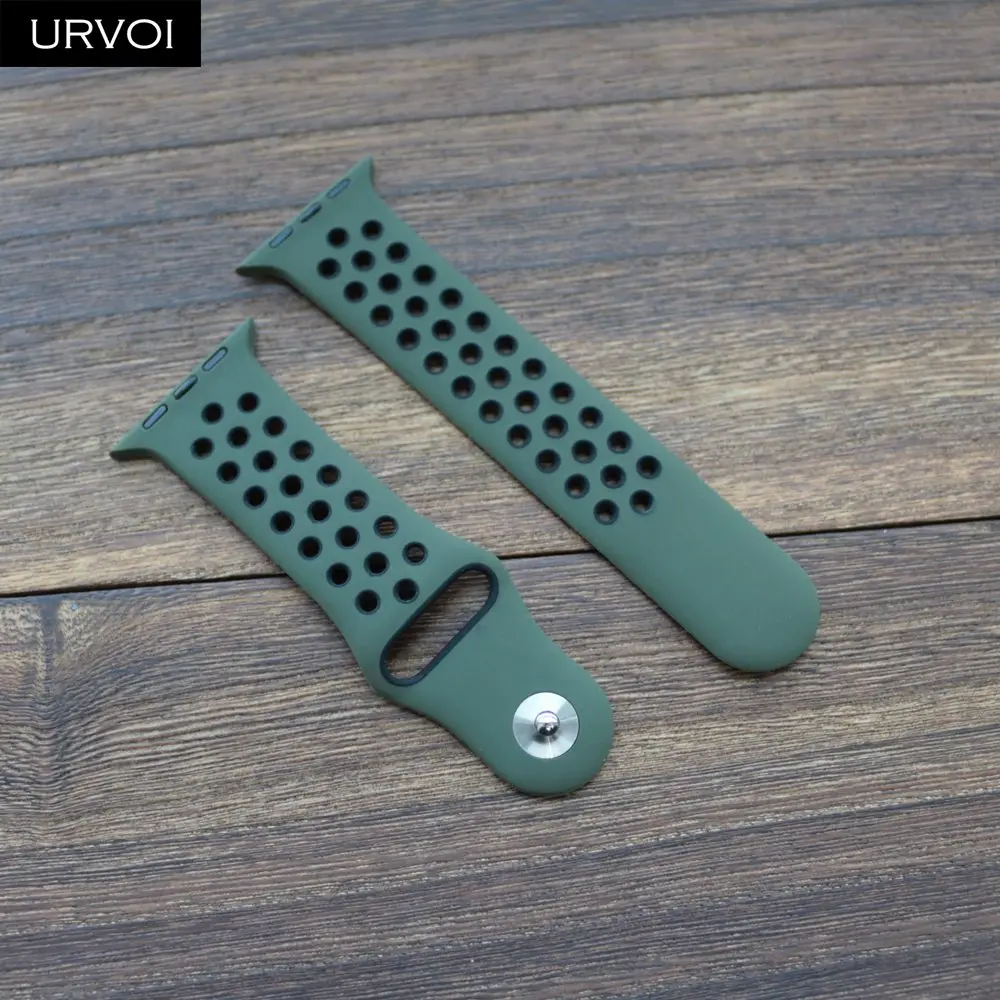 Cargo Khaki Black Спортивный ремешок URVOI для Nike+ apple watch серии 432 силиконовый ремешок для iwatch гибкий дышащий официальный цвет 38 42 40 44 мм - Цвет ремешка: Cargo Khaki Black