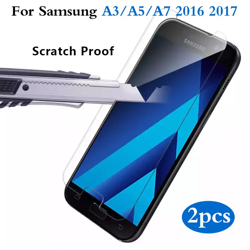 Закаленное Стекло 2 шт. для Samsung Galaxy A5 2017 A7 A3 2016 A 3 5 7 5a 7a 3a защитная пленка на