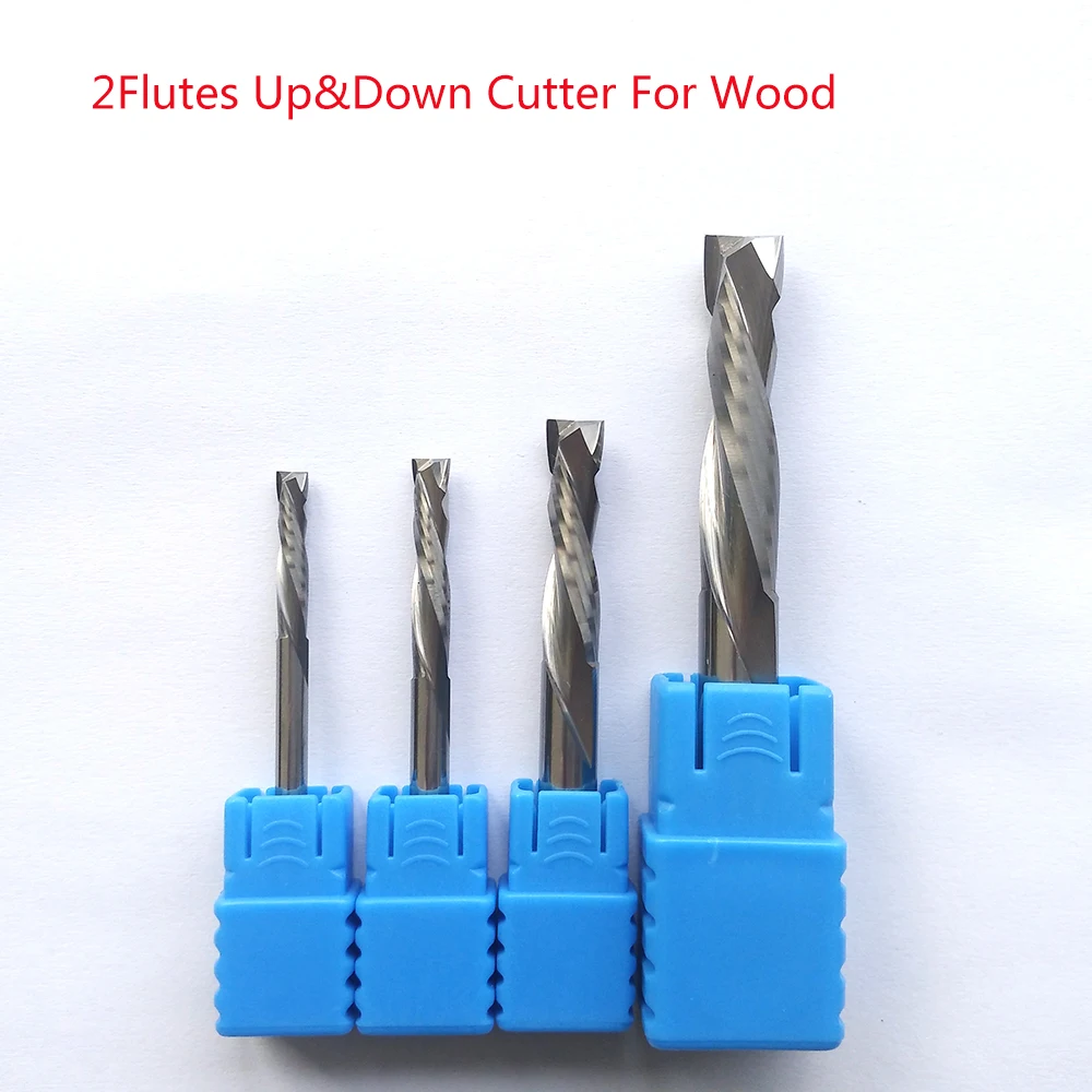 

Jerray 3.175mm(1/8"),4mm,6mm,6.35mm(1/4"),8mm,10mm 2Flute Carbide Up&Down End Mill CNC Milling Router Bits For wood