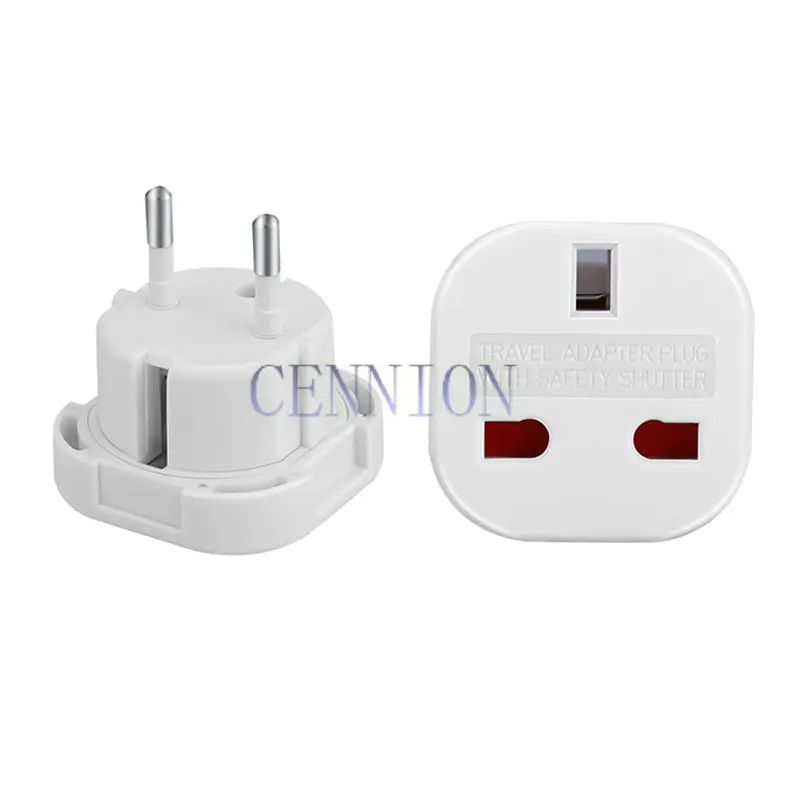 

Black White Copper 10A 250V GB UK To EU KR FR DE Euro Power Plug 4.0MM 4.8MM Trip Travel Adaptor Korea Convertor