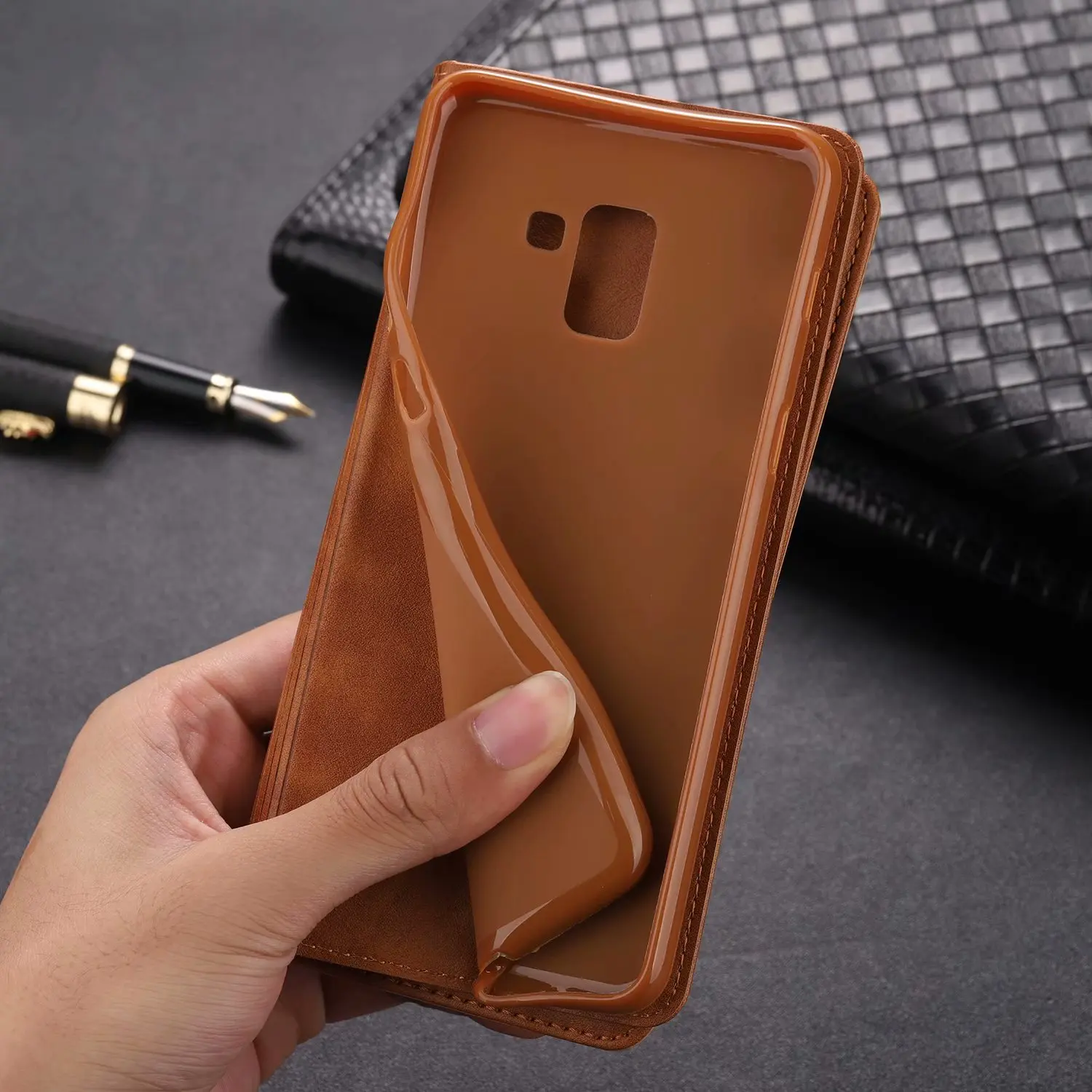 AZNS чехол для samsung Galaxy A8+ плюс A730F/A8 A530F из искусственной кожи держатель для карт бумажник чехол магнитное притяжение