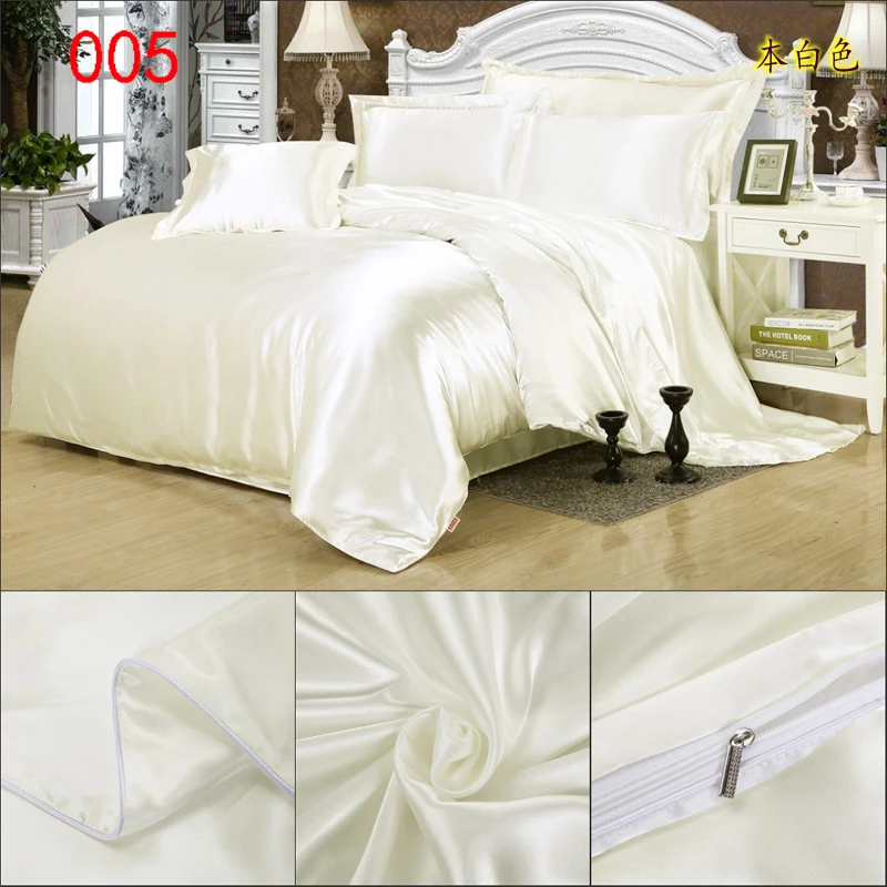 

White Tribute Silk Duvet Cover Twin Full Queen King 150x200cm 200x230cm 220x240cm Bed Quilt Cover Comforter Covers Home Bedding