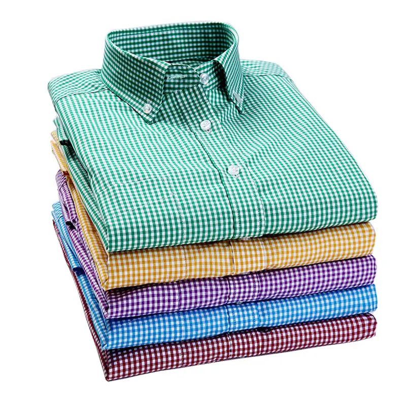 Мужская хлопковая рубашка в клетку повседневная классическая деловом стиле с