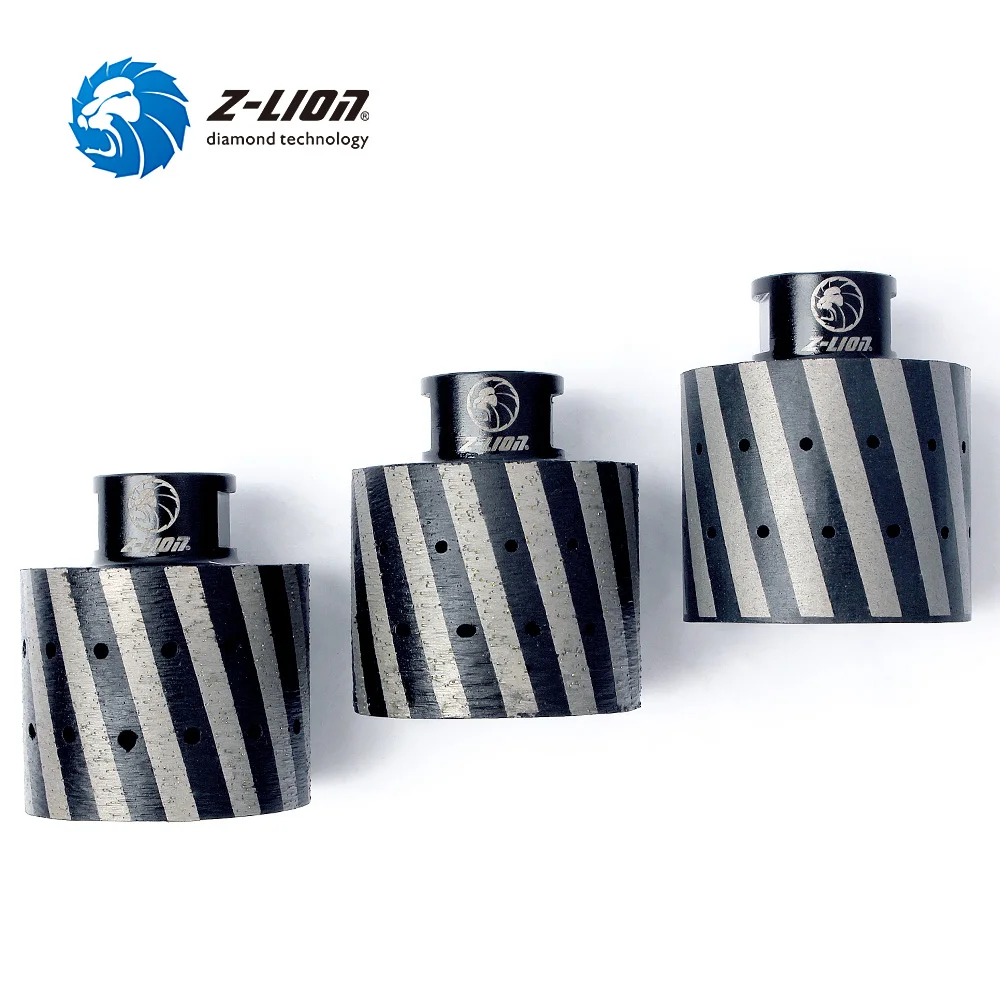 Z-LION 50mm 3PCS Diamond Drum Wheel Coarse Grinding Zero Tolerance Resin Filled 5/8-11 for Polishing Granite Stone Sink Hole