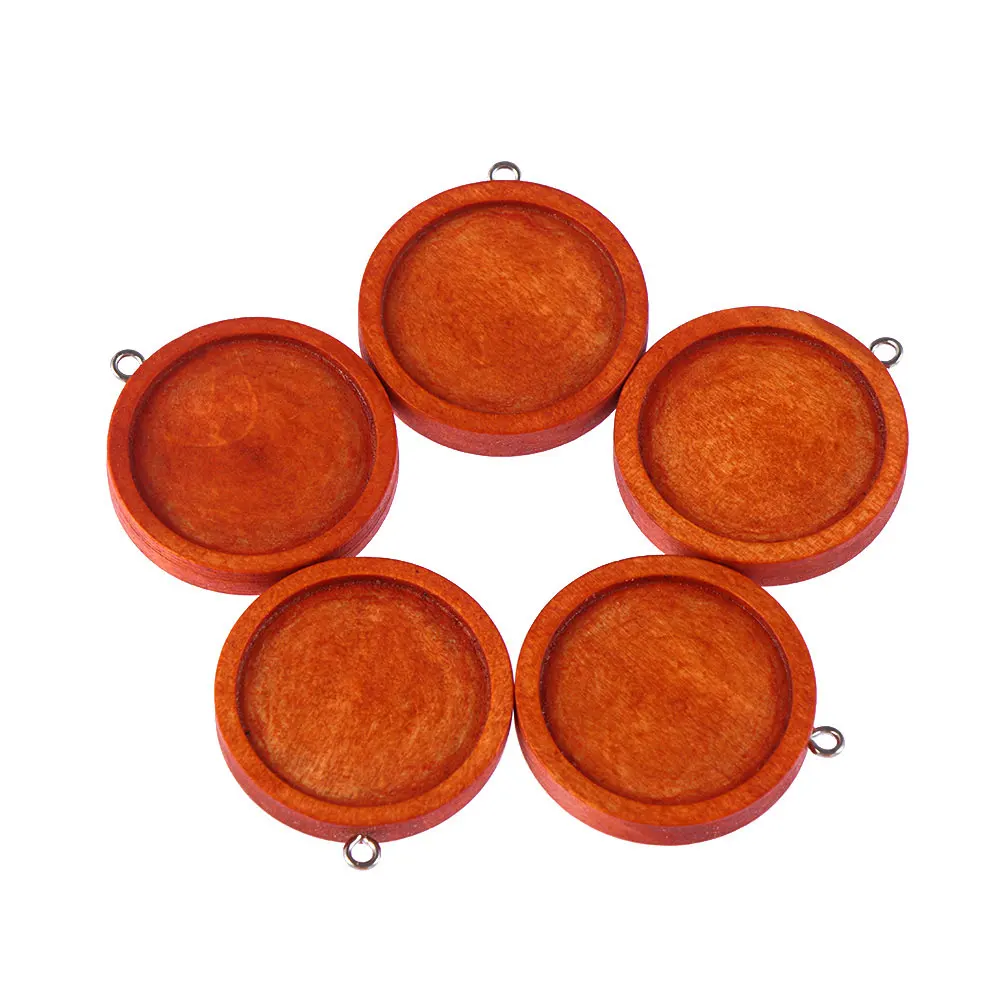 11-Red brown(25mm) 10 шт. полимерная полая рамка деревянное круглое ожерелье Нижний Кронштейн основа уход рамка кулон гнездовая оправа Кабошон DIY ремесло - Цвет: 11-Red brown(25mm)