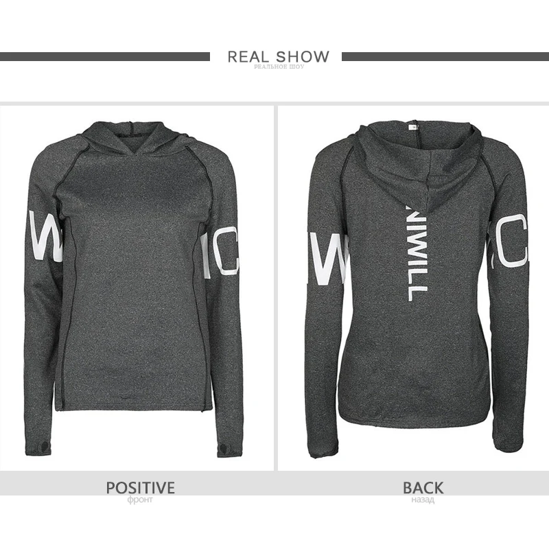 2018 New Autumn Women's Yoga Shirts Long Sleeve Letter Print Tops Sportswear Fitness Quick Dry Breathable Tracksuit Women | Спорт и