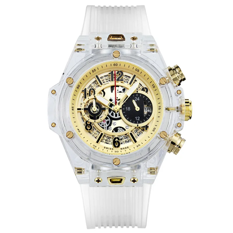 Часы наручные мужские с силиконовым ремешком брендовые светящиеся простые