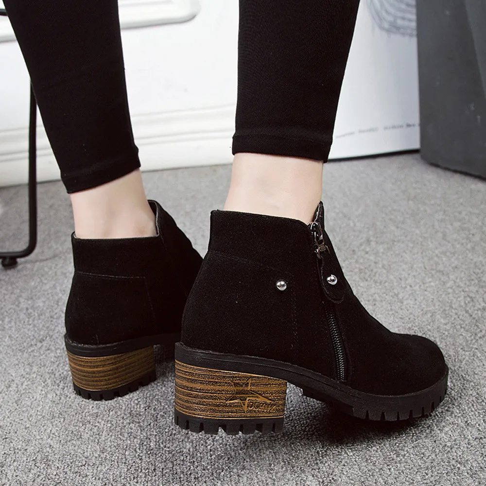 YOUYEDIAN/женские ботинки Martain замшевые ботильоны на высоком каблуке молнии zapatos de mujer