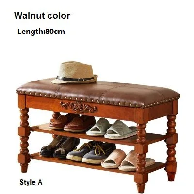 A walnut L80CM Американская дверная скамья для замены обуви из твердой древесины, резная обувь, стойка для теста, скамья для обуви, Многофункциональная скамья для хранения дивана - Цвет: A walnut L80CM