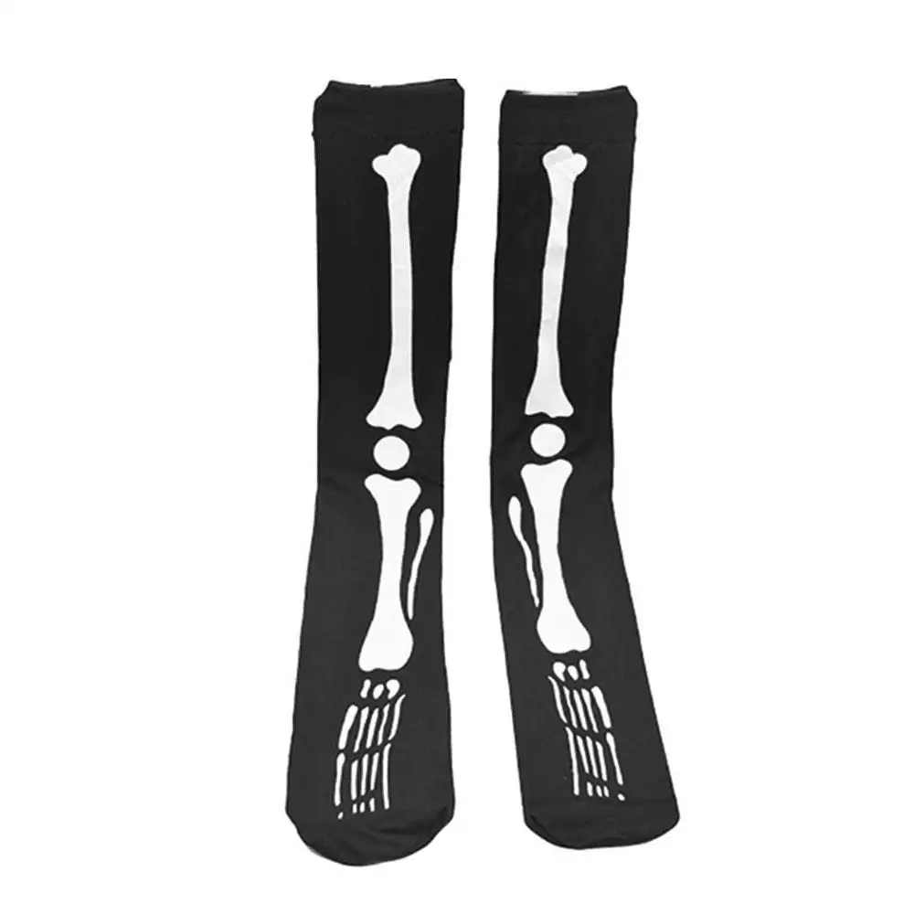 Для женщин со скелетом принт чулки Хэллоуин Череп Костюм Косплэй женские