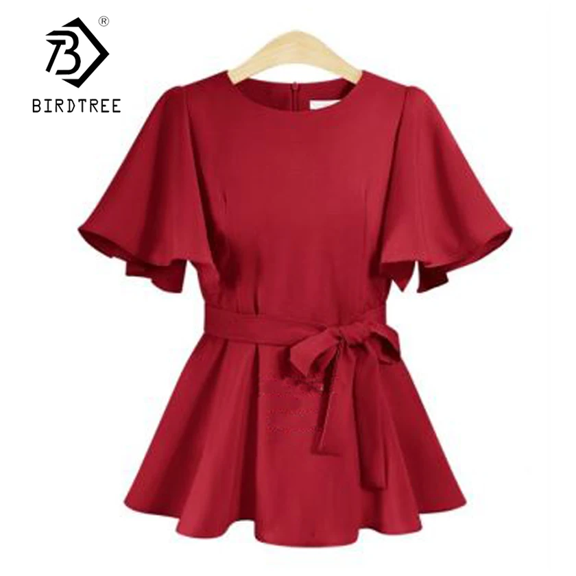 Женская блузка с рукавом бабочкой круглым вырезом|butterfly sleeves blouse|blouse fashionblouses plus |