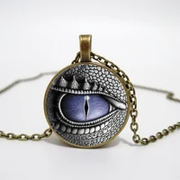dragon eye photo tibet silver cabochon glass pendant chain necklace