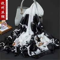 180x90cm bird flower printed silk chiffon fabric nature silk fabric material sew women dress scarf hg23