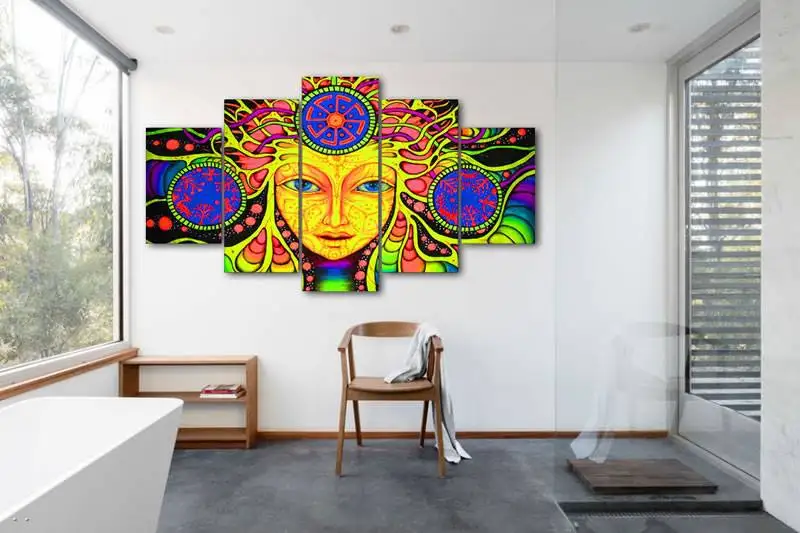 Hd печатная психоделическая мандала абстрактная живопись на холсте украшение