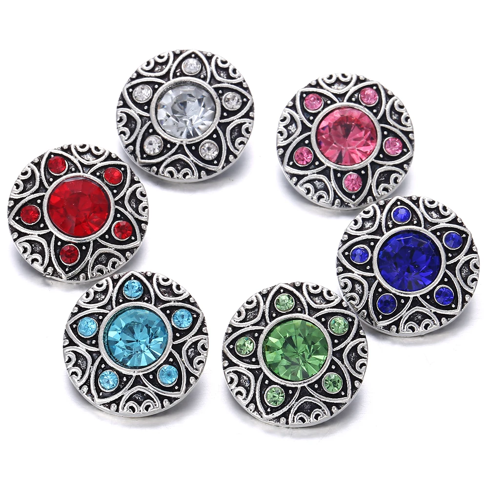 

6pcs/lot 2019 New Snap Button Jewelry Flower Metal 20mm 18mm Snap Buttons Fit Snap Bracelet for Women Snaps Jewelry