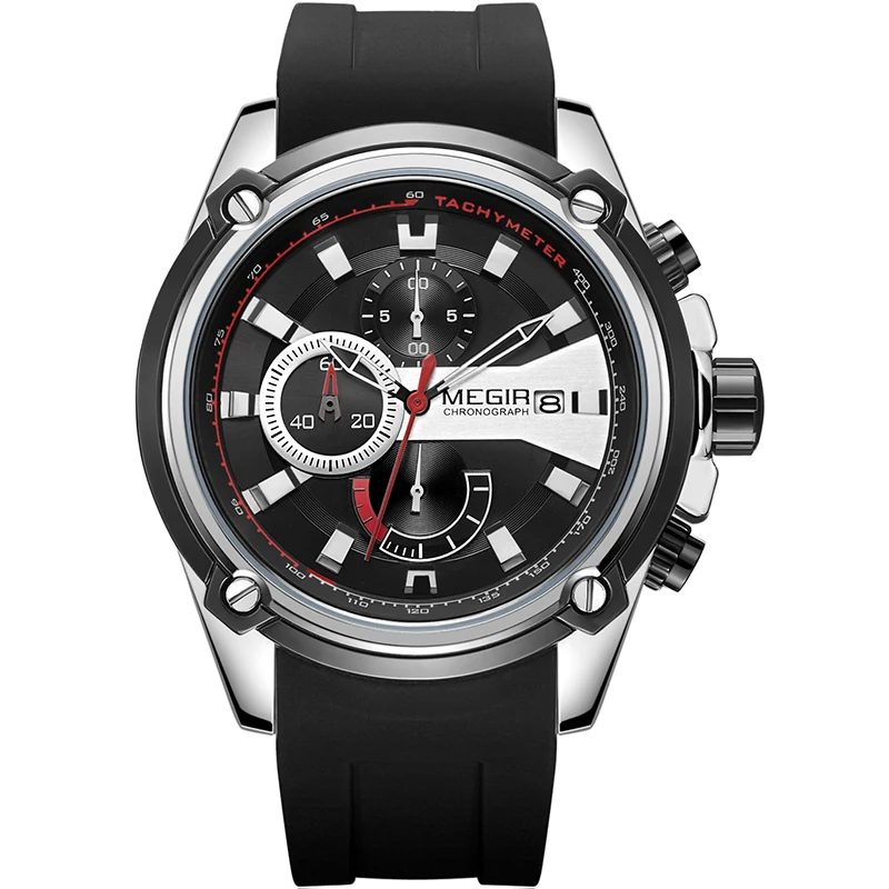 

Часы наручные MEGIR Мужские кварцевые, брендовые Роскошные повседневные водонепроницаемые спортивные в стиле милитари, с кожаным ремешком, з...