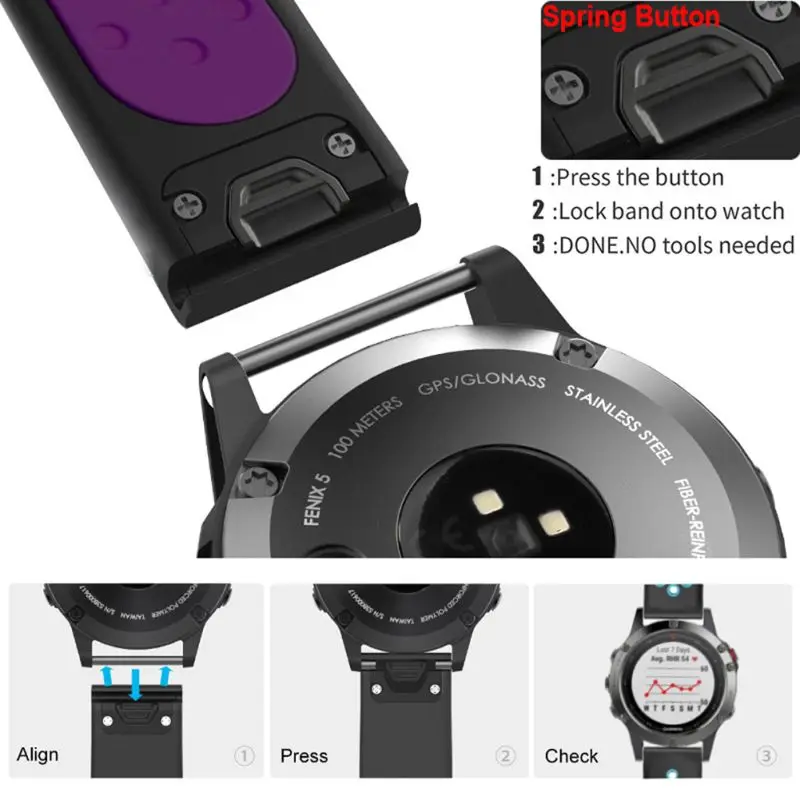 

Two-tone Silicone Watchband Sport Wrist Strap Bracket Replacement for Garmin Fenix 3 3HR/Fenix 5X/Fenix 5X Plus/Forerunner 935/F