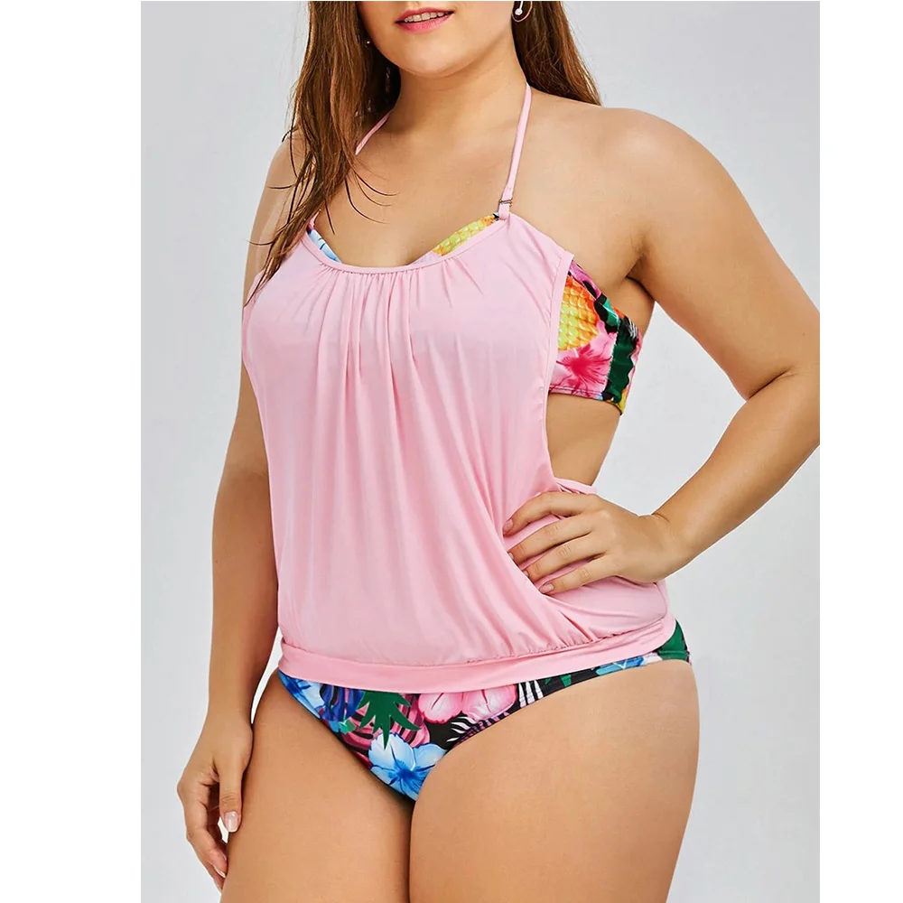 FS ананас цветочный бандо Бикини треугольный Пуш Ап Танкини больших размеров