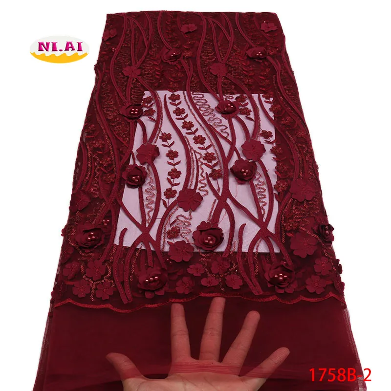 Кружевная ткань Румяна розового цвета 2018 нигерийская кружевная 3D цветок