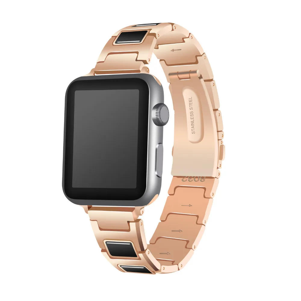 Браслет с квадратным звеном для apple watch Ceramc ремешок из нержавеющей стали 42 мм/38 мм