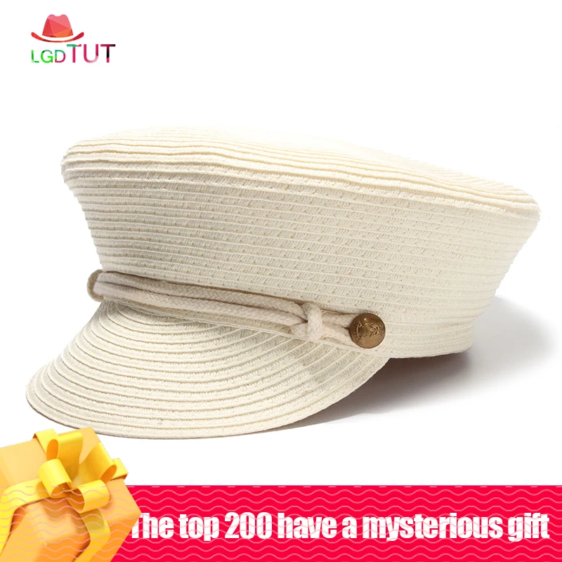 Accessories Summer Female Sun Hat Baseball Cap Flat Top Army Cap Women's Straw Hhat Beach Hat Topper Women Hats For Girl