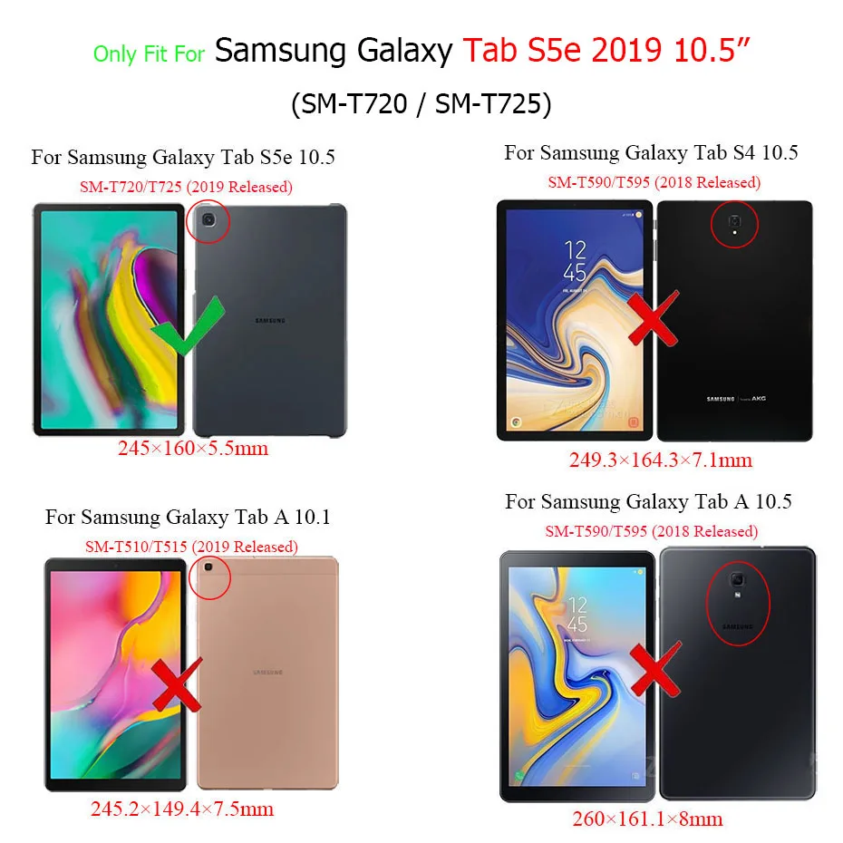 Чехол для Samsung Galaxy Tab S5E 2019 10 5 " T720/T725 с принтом чехол-бумажник из искусственной