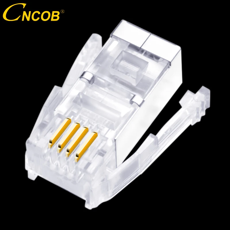 

CNCOB British 4P4C double shrapnel, RJ9 cable crystal head, telephone line connector special electronic equipment plug 30pcs