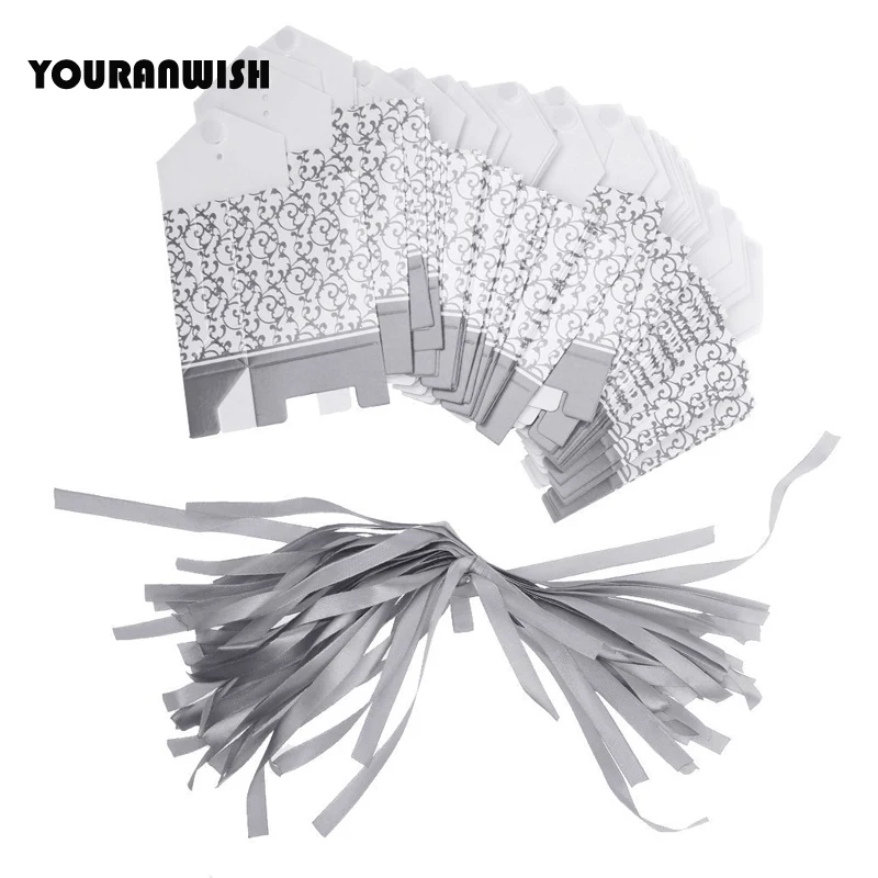 50 шт./лот серебряные подарочные пакеты для детского душа креативные коробки