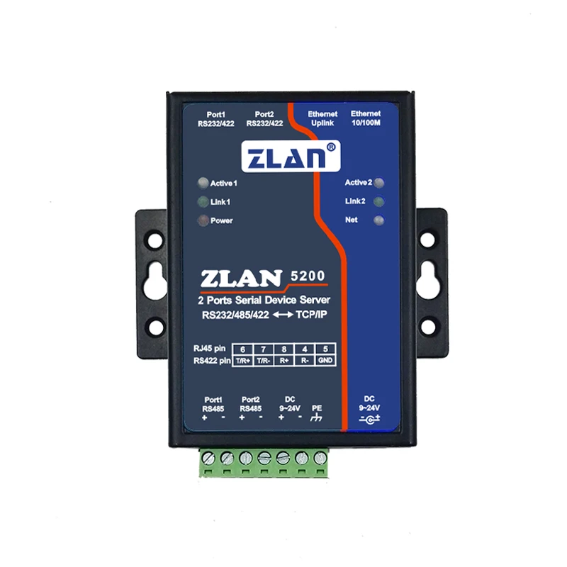 Vez para Ethernet Servidor Serial Port Estrada 232 485 Porta Ethernet Zlan5200 2