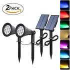 T-SUNRISE, 2 шт., 7 светодиодных солнечных прожекторов, IP65, водонепроницаемый, наружный пейзаж, отдельно устанавливается для сада