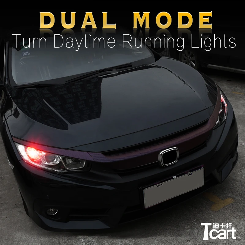 Tcart 2016 2017 2018 7440 T20 поворота СИД drl Дневной Бег огни для Honda аксессуары Civic 2019 2020|Фара