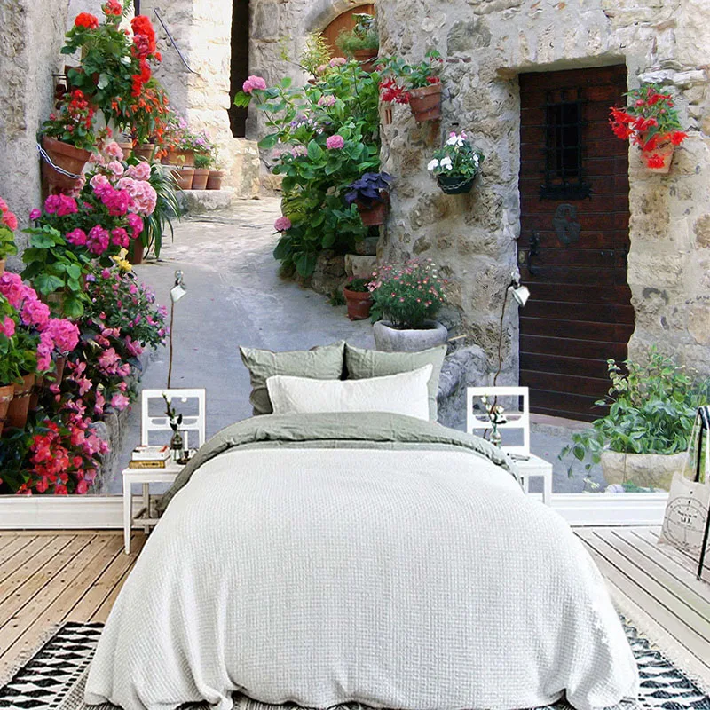 

European Style 3D Stereo Street Mural Wallpaper Living Room Restaurant Background Wall Painting Non-Woven Fresco Papel De Parede