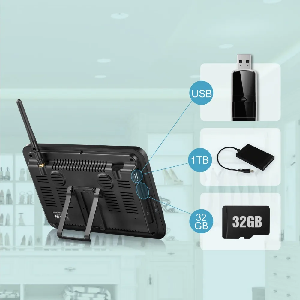 ANNKE 4CH 7 дюймов TFT цифровая 2 4 г Беспроводной WI FI IP погодоустойчивая камера видео