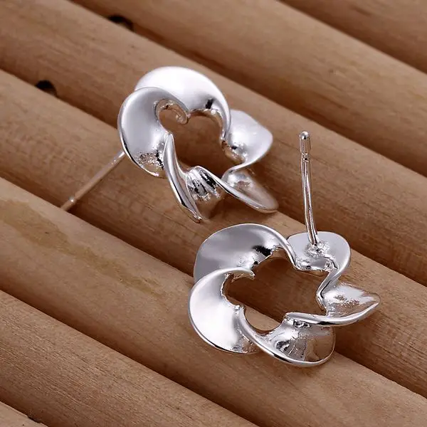 Серьги с покрытием из серебра 925 пробы ювелирные изделия витая бриллиант E190 |