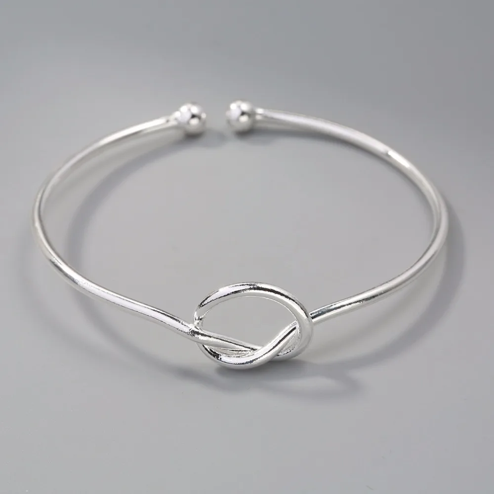 Женский Браслет манжета с узлом серебристого цвета|love cuff bracelet|bangle brandbracelets & bangles |