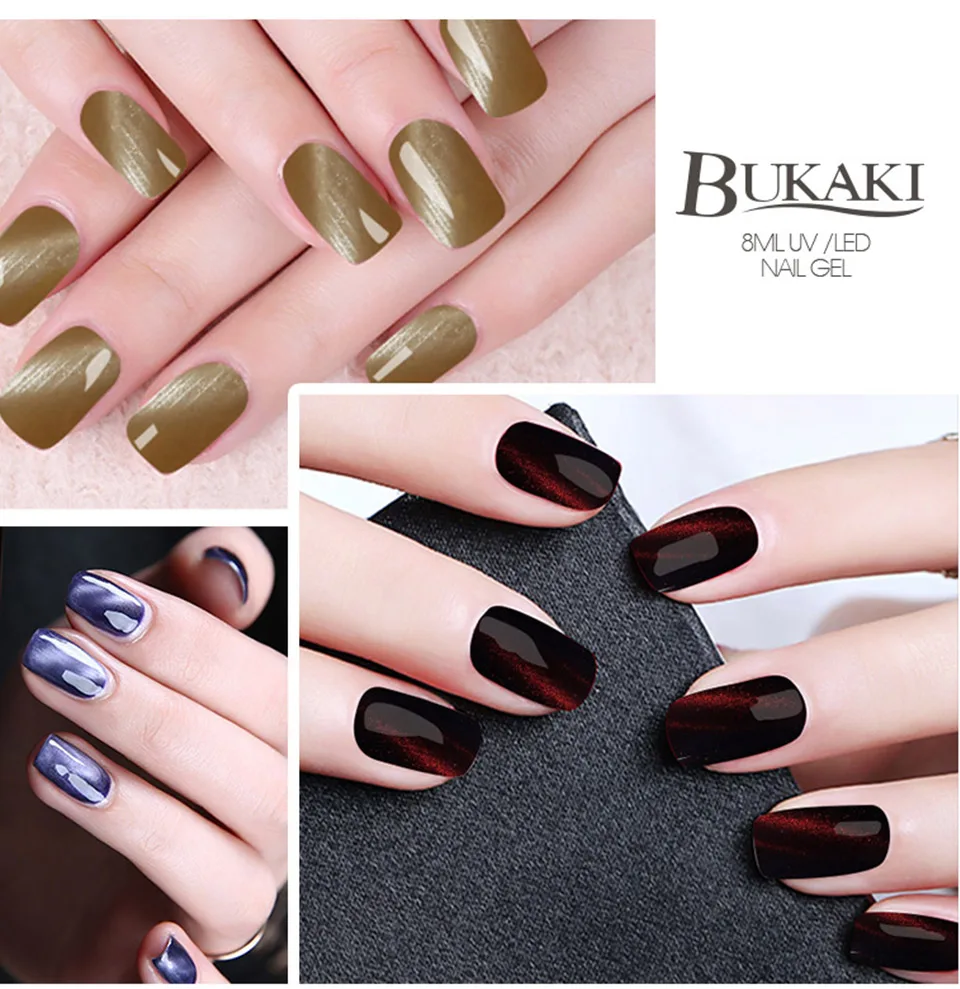 BUKAKI 3D Красный кошачий глаз Светодиодный УФ-Гель-лак с замачиванием магнитный эффект Гель-лак УФ-магнит Гель-лак для ногтей УФ-гель для дизайна ногтей